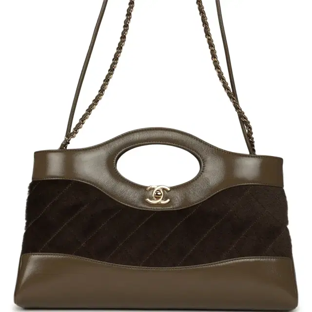 Chanel 31 Shopper Dark Khaki Shiny Lambskin and Pony Hair Gold Hardware