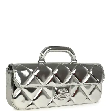 Chanel Chanel Large Top Handle Long Flap Bag with Chain Silver Mirror Calfskin Silver Hardware | Thumbnail 2 Chanel Chanel Large Top Handle Long Flap Bag with Chain Silver Mirror Calfskin Silver Hardware | Thumbnail 2