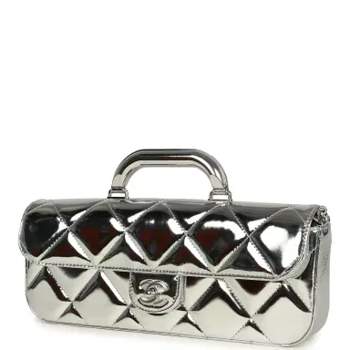 Chanel Chanel Large Top Handle Long Flap Bag with Chain Silver Mirror Calfskin Silver Hardware | Thumbnail 5 Chanel Chanel Large Top Handle Long Flap Bag with Chain Silver Mirror Calfskin Silver Hardware | Thumbnail 5