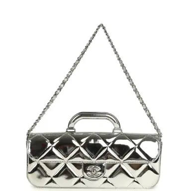 Chanel Chanel Large Top Handle Long Flap Bag with Chain Silver Mirror Calfskin Silver Hardware | Thumbnail 7 Chanel Chanel Large Top Handle Long Flap Bag with Chain Silver Mirror Calfskin Silver Hardware | Thumbnail 7