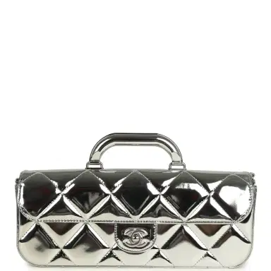 Chanel Chanel Large Top Handle Long Flap Bag with Chain Silver Mirror Calfskin Silver Hardware | Thumbnail 1 Chanel Chanel Large Top Handle Long Flap Bag with Chain Silver Mirror Calfskin Silver Hardware | Thumbnail 1