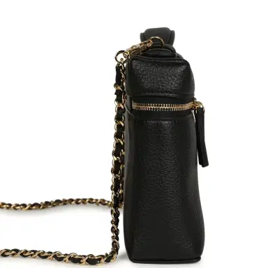 Chanel Chanel Large Top Handle Long Vanity Case with Chain Black Grained Calfskin Gold Hardware | Thumbnail 3 Chanel Chanel Large Top Handle Long Vanity Case with Chain Black Grained Calfskin Gold Hardware | Thumbnail 3