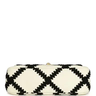 Chanel Chanel Medium 19 Flap Bag White Calfskin, Black Crochet Mixed Metal Hardware | Thumbnail 6 Chanel Chanel Medium 19 Flap Bag White Calfskin, Black Crochet Mixed Metal Hardware | Thumbnail 6