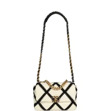 Chanel Chanel Medium 19 Flap Bag White Calfskin, Black Crochet Mixed Metal Hardware | Thumbnail 7 Chanel Chanel Medium 19 Flap Bag White Calfskin, Black Crochet Mixed Metal Hardware | Thumbnail 7