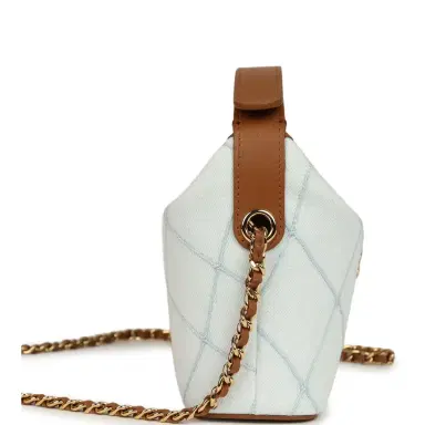 Chanel Chanel Mini CC Hobo Pouch with Chain Light Blue Denim and Brown Calfskin Gold Hardware | Thumbnail 3 Chanel Chanel Mini CC Hobo Pouch with Chain Light Blue Denim and Brown Calfskin Gold Hardware | Thumbnail 3