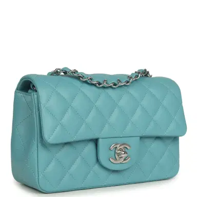Chanel Chanel Mini Rectangular Flap Bag Light Blue Lambskin Light Gold Hardware | Thumbnail 2 Chanel Chanel Mini Rectangular Flap Bag Light Blue Lambskin Light Gold Hardware | Thumbnail 2