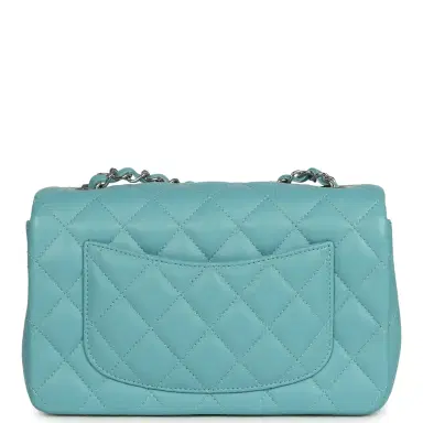 Chanel Chanel Mini Rectangular Flap Bag Light Blue Lambskin Light Gold Hardware | Thumbnail 4 Chanel Chanel Mini Rectangular Flap Bag Light Blue Lambskin Light Gold Hardware | Thumbnail 4