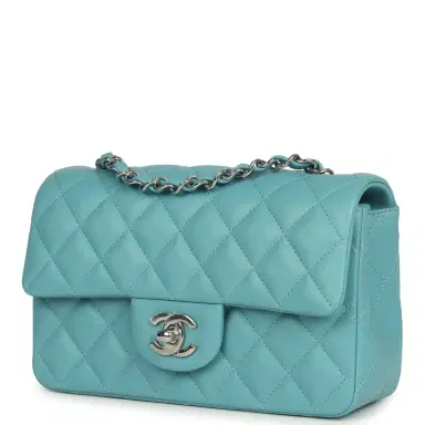 Chanel Chanel Mini Rectangular Flap Bag Light Blue Lambskin Light Gold Hardware | Thumbnail 5 Chanel Chanel Mini Rectangular Flap Bag Light Blue Lambskin Light Gold Hardware | Thumbnail 5