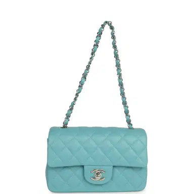 Chanel Chanel Mini Rectangular Flap Bag Light Blue Lambskin Light Gold Hardware | Thumbnail 7 Chanel Chanel Mini Rectangular Flap Bag Light Blue Lambskin Light Gold Hardware | Thumbnail 7