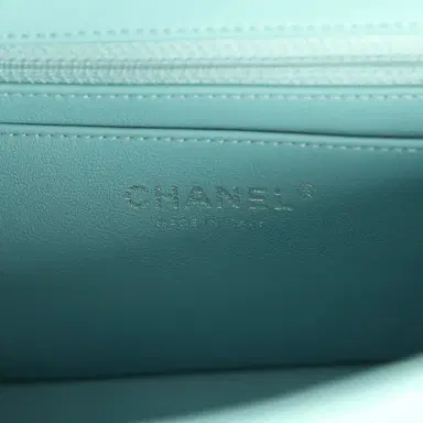 Chanel Chanel Mini Rectangular Flap Bag Light Blue Lambskin Light Gold Hardware | Thumbnail 9 Chanel Chanel Mini Rectangular Flap Bag Light Blue Lambskin Light Gold Hardware | Thumbnail 9