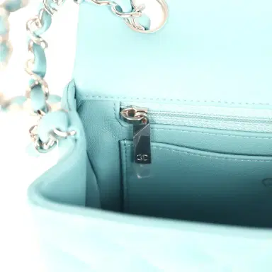 Chanel Chanel Mini Rectangular Flap Bag Light Blue Lambskin Light Gold Hardware | Thumbnail 10 Chanel Chanel Mini Rectangular Flap Bag Light Blue Lambskin Light Gold Hardware | Thumbnail 10