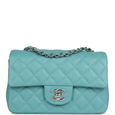 Chanel Chanel Mini Rectangular Flap Bag Light Blue Lambskin Light Gold Hardware | Thumbnail 1 Chanel Chanel Mini Rectangular Flap Bag Light Blue Lambskin Light Gold Hardware | Thumbnail 1
