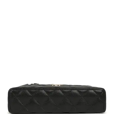 Chanel Chanel Top Handle Long Vanity Case with Chain Black Shiny Caviar Light Gold Hardware | Thumbnail 6