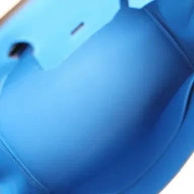 HERMÈS Hermes Birkin 30 Ecru-Black Toile H Canvas and Bleu Hydra Swift Palladium Hardware | Thumbnail 8