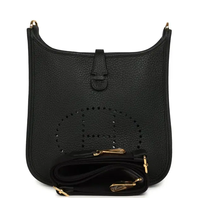 Hermes Evelyne 23 Black Clemence Gold Hardware