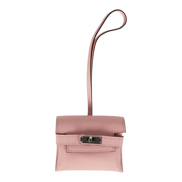 Hermes Kelly Festival Bag Charm Rose Sakura Swift Palladium Hardware
