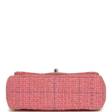 Chanel Pre-owned Chanel Mini Classic Rectangular Top Handle Flap Bag Pink Tweed Light Gold Hardware | Thumbnail 6