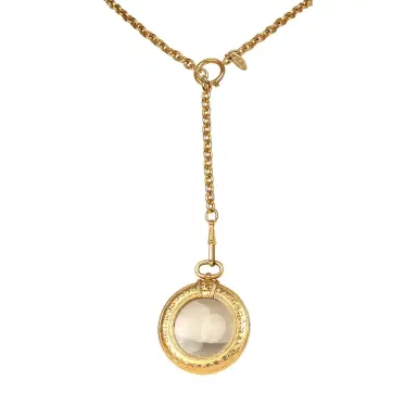 Chanel Vintage Chanel 24K Gold Plated Long Loupe Pendant Necklace | Thumbnail 2 Chanel Vintage Chanel 24K Gold Plated Long Loupe Pendant Necklace | Thumbnail 2