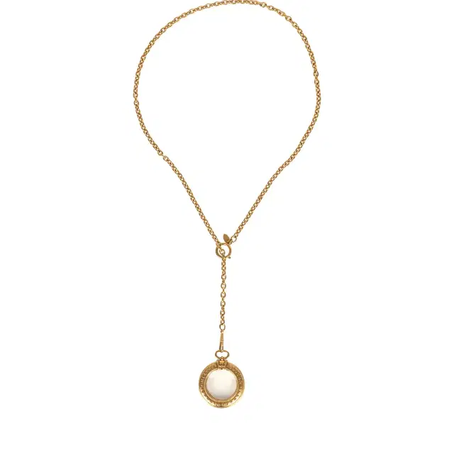Chanel Vintage Chanel 24K Gold Plated Long Loupe Pendant Necklace
