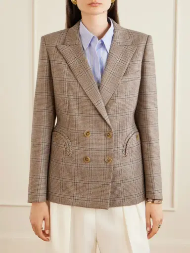 Blazé Milano Saona Charmer Double-breasted Checked Virgin Wool Blazer | Thumbnail 3 Blazé Milano Saona Charmer Double-breasted Checked Virgin Wool Blazer | Thumbnail 3