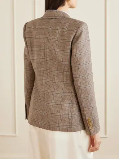 Blazé Milano Saona Charmer Double-breasted Checked Virgin Wool Blazer | Thumbnail 4 Blazé Milano Saona Charmer Double-breasted Checked Virgin Wool Blazer | Thumbnail 4