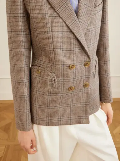 Blazé Milano Saona Charmer Double-breasted Checked Virgin Wool Blazer | Thumbnail 5 Blazé Milano Saona Charmer Double-breasted Checked Virgin Wool Blazer | Thumbnail 5