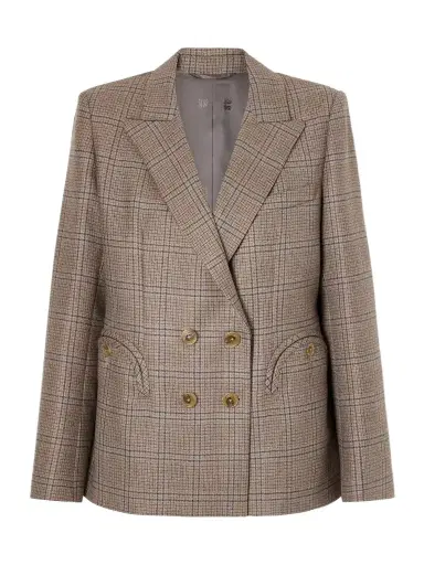 Blazé Milano Saona Charmer Double-breasted Checked Virgin Wool Blazer | Thumbnail 1 Blazé Milano Saona Charmer Double-breasted Checked Virgin Wool Blazer | Thumbnail 1