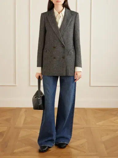 Blazé Milano Everyday Double-breasted Herringbone Wool-blend Blazer | Thumbnail 2
