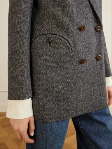 Blazé Milano Everyday Double-breasted Herringbone Wool-blend Blazer | Thumbnail 5