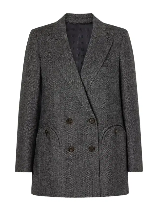 Blazé Milano Everyday Double-breasted Herringbone Wool-blend Blazer