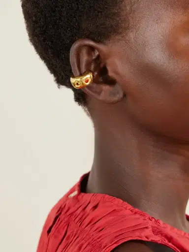 Simuero Sol Gold-plated Cubic Zirconia, Sapphire Ear Cuff | Thumbnail 2