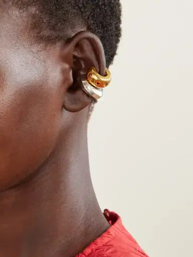 Simuero Sol Gold-plated Cubic Zirconia, Sapphire Ear Cuff | Thumbnail 3