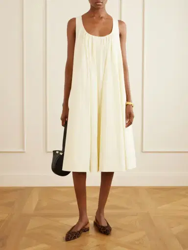 Brandon Maxwell The Lennox Pleated Stretch-cotton Poplin Midi Dress | Thumbnail 2 Brandon Maxwell The Lennox Pleated Stretch-cotton Poplin Midi Dress | Thumbnail 2