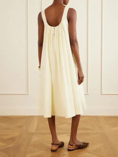 Brandon Maxwell The Lennox Pleated Stretch-cotton Poplin Midi Dress | Thumbnail 3 Brandon Maxwell The Lennox Pleated Stretch-cotton Poplin Midi Dress | Thumbnail 3