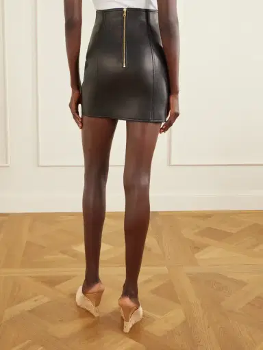 Balmain Paneled Leather Mini Skirt | Thumbnail 4