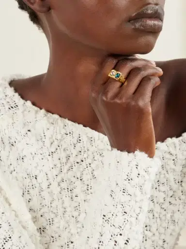 Simuero Buzo Gold-plated Sterling Silver Topaz And Cubic Zirconia Ring | Thumbnail 2