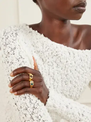 Simuero Buzo Gold-plated Sterling Silver Topaz And Cubic Zirconia Ring | Thumbnail 3