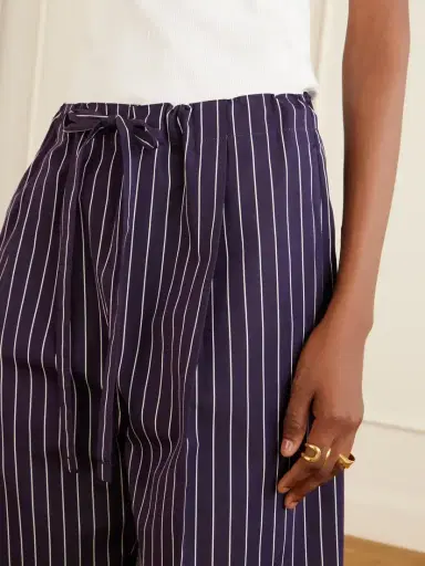 Another Tomorrow Striped Cotton-poplin Straight-leg Drawstring Pants | Thumbnail 4
