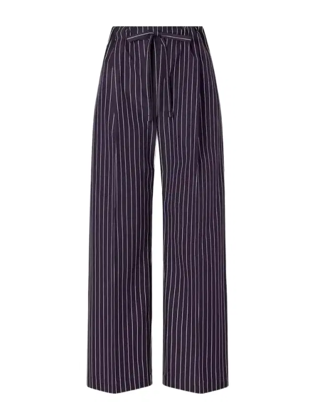 Striped Cotton-poplin Straight-leg Drawstring Pants