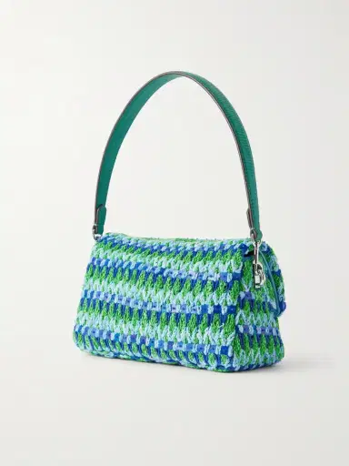 Tory Burch Charlie Embellished Snake-effect Leather-trimmed Crocheted Shoulder Bag | Thumbnail 4 Tory Burch Charlie Embellished Snake-effect Leather-trimmed Crocheted Shoulder Bag | Thumbnail 4
