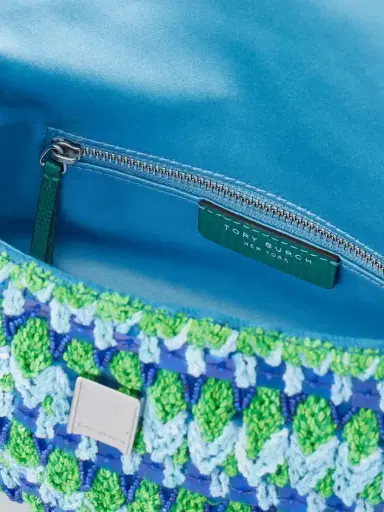 Tory Burch Charlie Embellished Snake-effect Leather-trimmed Crocheted Shoulder Bag | Thumbnail 6 Tory Burch Charlie Embellished Snake-effect Leather-trimmed Crocheted Shoulder Bag | Thumbnail 6