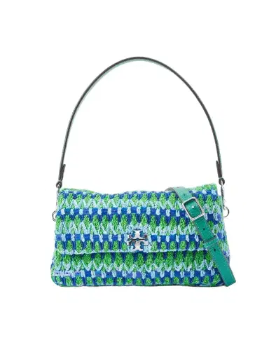 Tory Burch Charlie Embellished Snake-effect Leather-trimmed Crocheted Shoulder Bag | Thumbnail 1 Tory Burch Charlie Embellished Snake-effect Leather-trimmed Crocheted Shoulder Bag | Thumbnail 1