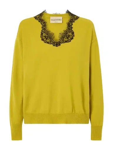 Valentino Garavani Lace-trimmed Cashmere Sweater | Thumbnail 1 Valentino Garavani Lace-trimmed Cashmere Sweater | Thumbnail 1