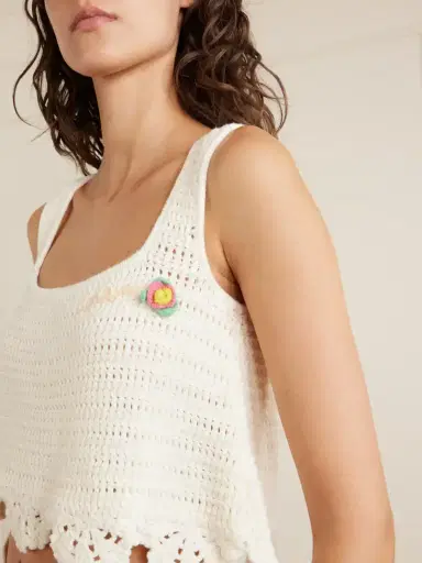 Chloé Cropped Appliquéd Crocheted Cotton Top | Thumbnail 4 Chloé Cropped Appliquéd Crocheted Cotton Top | Thumbnail 4
