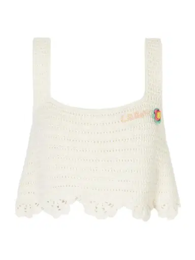 Chloé Cropped Appliquéd Crocheted Cotton Top | Thumbnail 1 Chloé Cropped Appliquéd Crocheted Cotton Top | Thumbnail 1