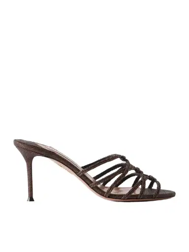 Aquazzura Luna Rope 75 Raffia-trimmed Cord Mules | Thumbnail 1