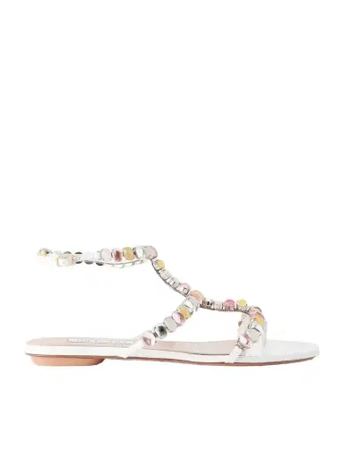 Aquazzura Mystic Stone Embellished Leather Sandals | Thumbnail 1 Aquazzura Mystic Stone Embellished Leather Sandals | Thumbnail 1