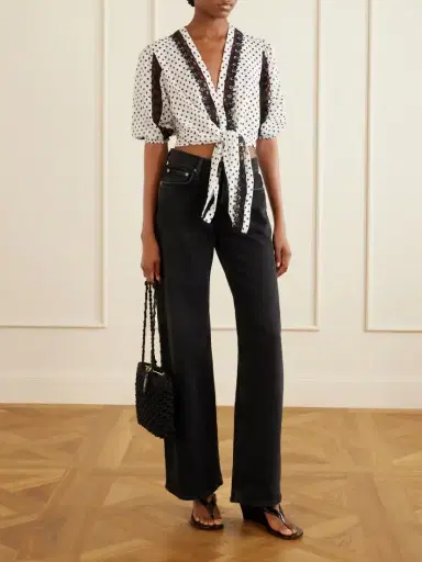 Charo Ruiz Olivar Knotted Guipure Lace-trimmed Polka-dot Cotton-blend Voile Blouse | Thumbnail 2