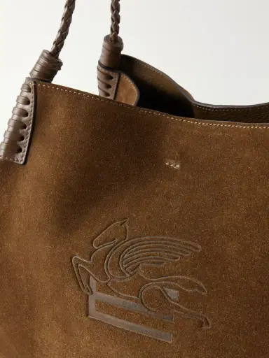 Etro Libra Logo-debossed Leather-trimmed Suede Tote | Thumbnail 5 Etro Libra Logo-debossed Leather-trimmed Suede Tote | Thumbnail 5