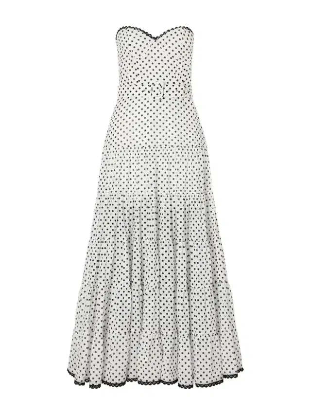 Charo Ruiz Jimena Belted Tiered Polka-dot Cotton-blend Voile Maxi Dress